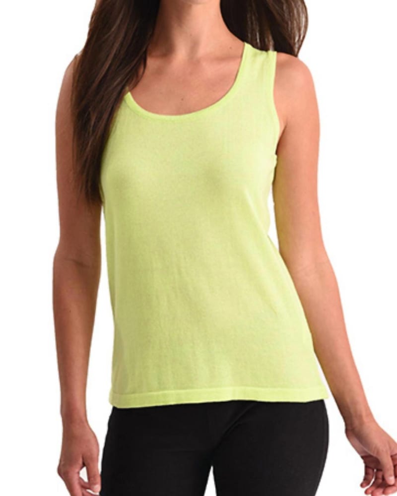 Front of a model wearing a size XL Bra-Friendly Tank Top in Lime in Lime by ANGEL. | dia_product_style_image_id:325751